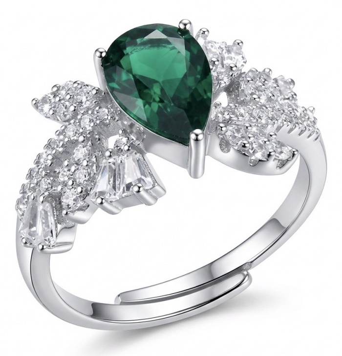 Precious 3.8 CARAT Chrome Diopside .925 Sterling Silver Statement Ring s. 8 adjustable