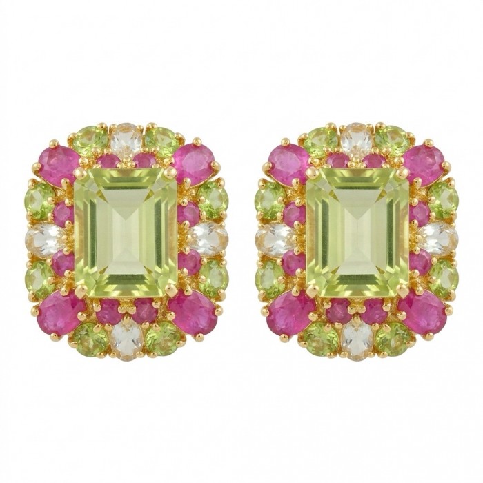 Esperanza - Luxurious 22.2 Lemon Quartz 18K Gold over .925 Sterling Silver handmade Earrings
