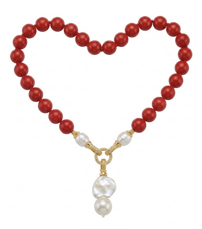 Konstancia Sublime natural Red Fossilized Coral Sterling Silver handmade Necklace