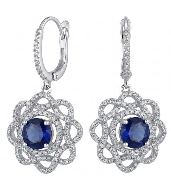 Authentic pear cut 4.1 carat Sapphire .925 Sterling Silver handcrafted earrings