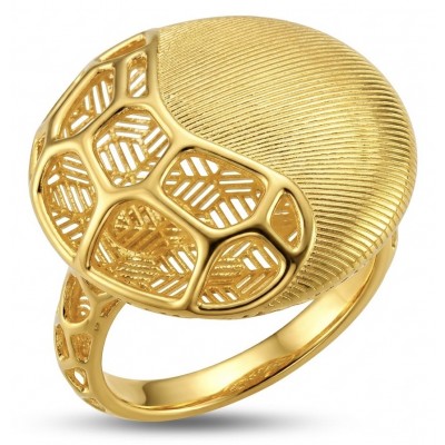 Dubai Style .925 Sterling Silver dipped in 22K Gold handmade Large ring size 9