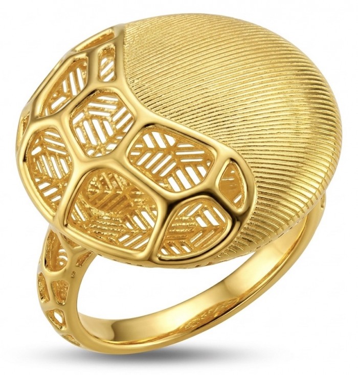 Dubai Style .925 Sterling Silver dipped in 22K Gold handmade Large ring size 9