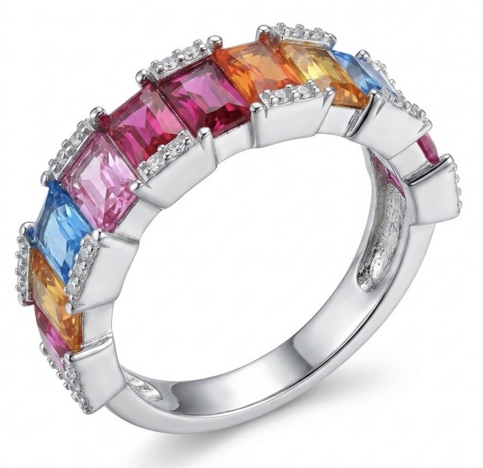 My own Rainbow - authentic 8.7 carat Topaz .925 Sterling Silver Ring size 6