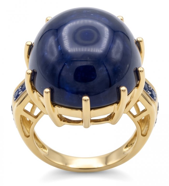 Blue Angel Genuine 34.5 carat Star Sapphire from Madagascar .925 Sterling Silver dipped in 18k Gold handcrafted Ring size 7 - video