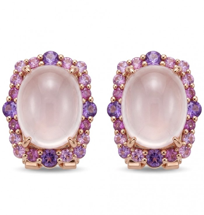 The Love Stone - Authentic 8.9 carat Rose Quartz .925 Sterling Silver luxuriously dipped in 22K Rose Gold handmade earrings