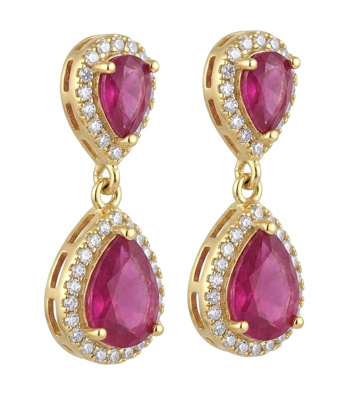 Giovanna - Magnificent Jewel 4.8 carat Mozambique Ruby 22K Gold over .925 Sterling Silver handcrafted incredible earrings