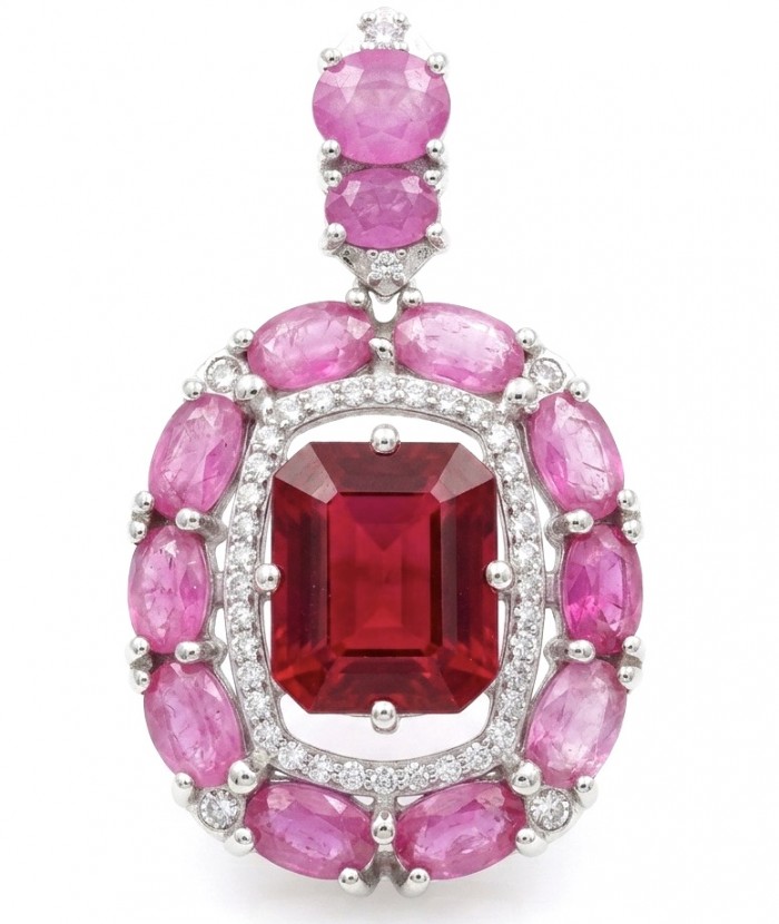 Giovanna 14.2 carat authentic Mozambique Ruby .925 Sterling Silver handmade Pendant