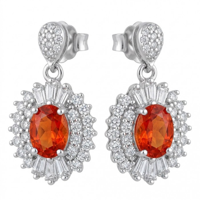 Valentina 2.5 carat Padparadscha Orange Sapphire .925 Sterling Silver handcrafted earrings