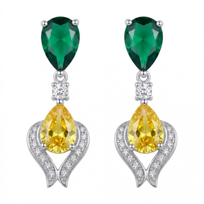6.8 carat pearl cut Topaz rhodium over .925 Sterling Silver Handcrafted Statement earrings