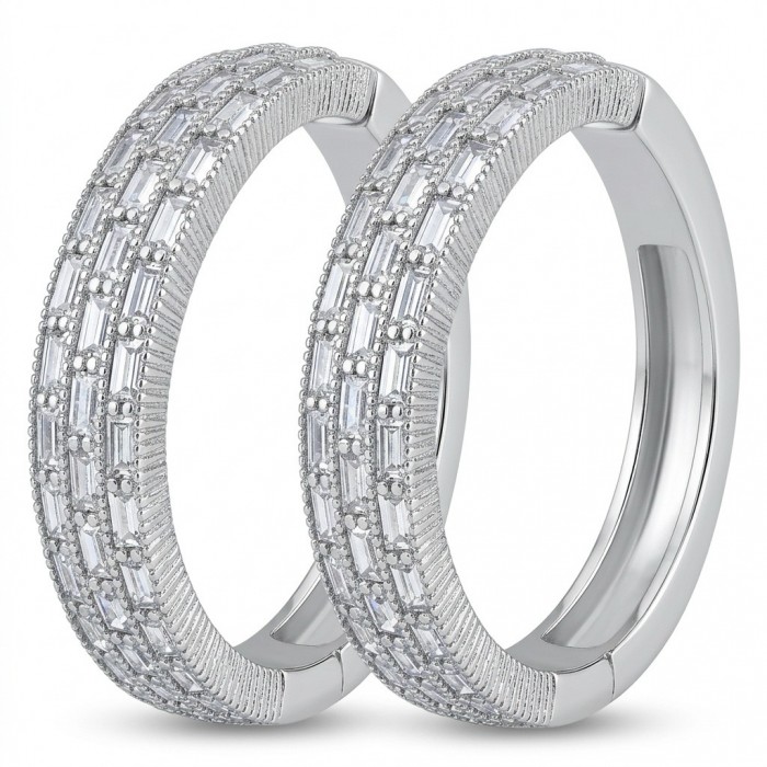 Allure Natural 10.2 carat White Topaz .925 Sterling Silver handcrafted hoop earrings