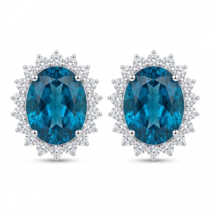 Atlantica 8.7 carat Swiss Blue Topaz .925 Sterling Silver Handcrafted earrings