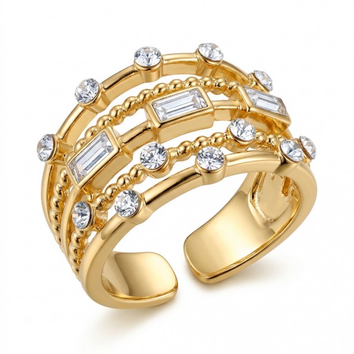 Luxurious 3.8 carat White Topaz Gold over .925 Sterling Silver handcrafted Statement Ring size 7 1/2