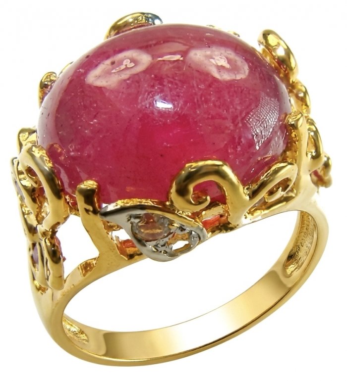 Giovanna 16.6 carat Kashmir Ruby .925 Sterling Silver dipped in 22K Gold handmade Statement Ring size 7 - video