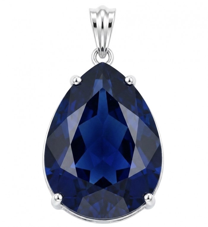 Emma 17.5 carat London Blue Topaz .925 Sterling Silver handmade Statement Pendant