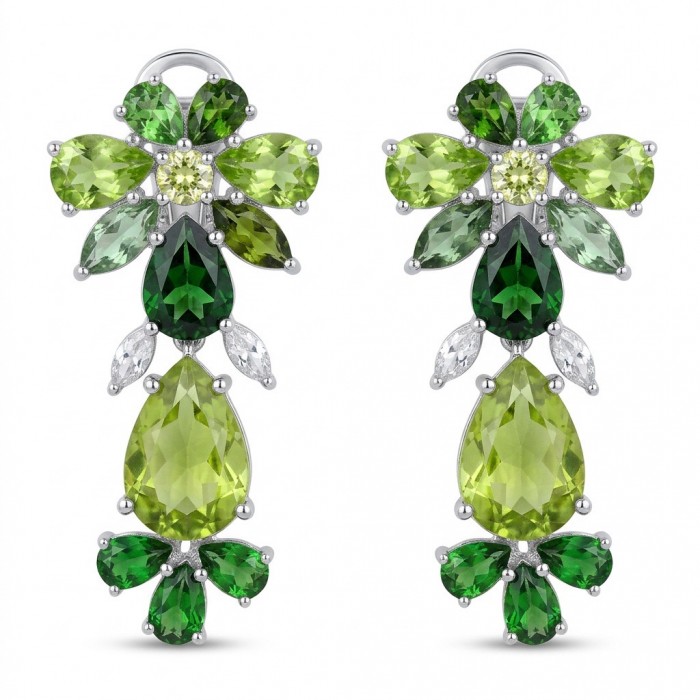 Alessia authentic 18.9 carat Brazilian Peridot .925 Sterling Silver handmade Statement earrings