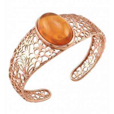 Authentic 25.5 carat Golden Mexican Opal handmade 18K Rose Gold over .925 Sterling Silver Bracelet / Cuff
