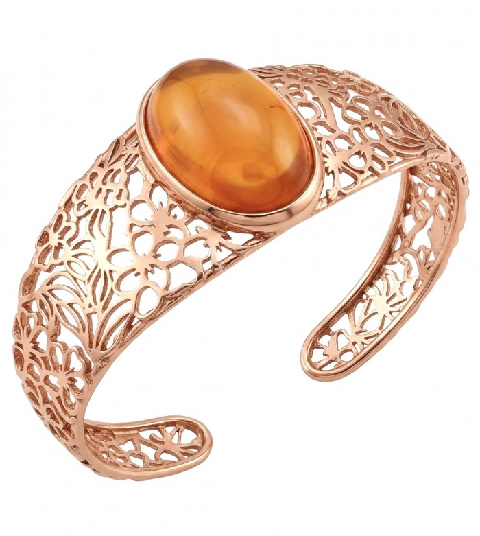 Authentic 25.5 carat Golden Mexican Opal handmade 18K Rose Gold over .925 Sterling Silver Bracelet / Cuff