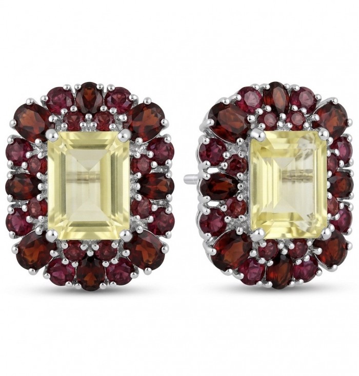 Victoria Authentic 10.5 carat Brazilian Citrine .925 Sterling Silver brilliantly dipped in rhodium handcrafted Statement earrings
