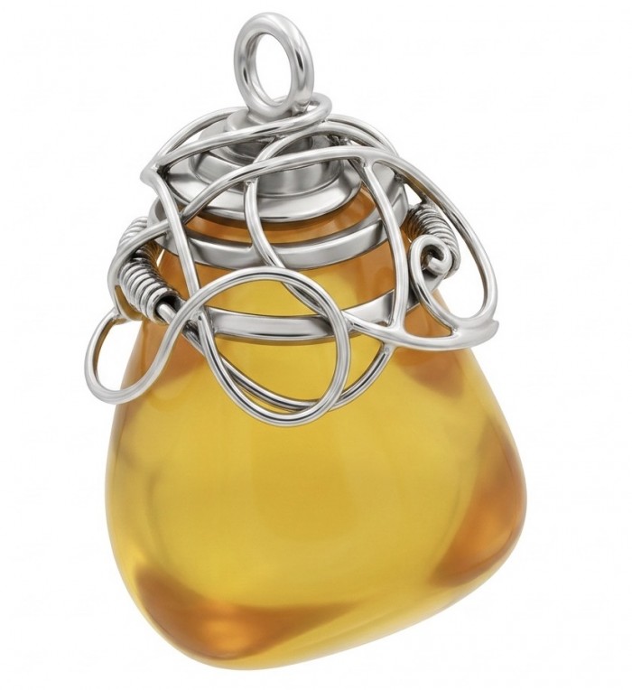 Prehistoric Authentic Butterscotch Baltic Amber .925 Sterling Silver beautifully handcrafted Pendant