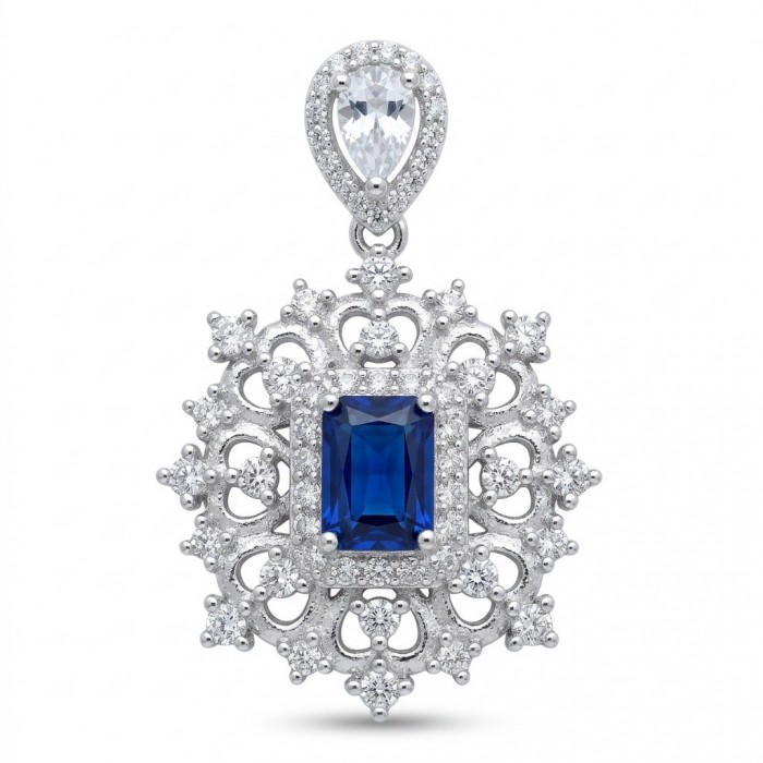 Born to Glam 2.2 carat natural Sapphire .925 Sterling Silver Perfectly handcrafted Pendant