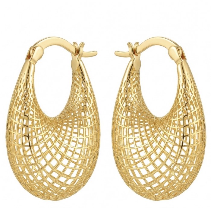 Dubai Style - Mystery- .925 Sterling Silver dipped in 22K Gold handmade Earrings