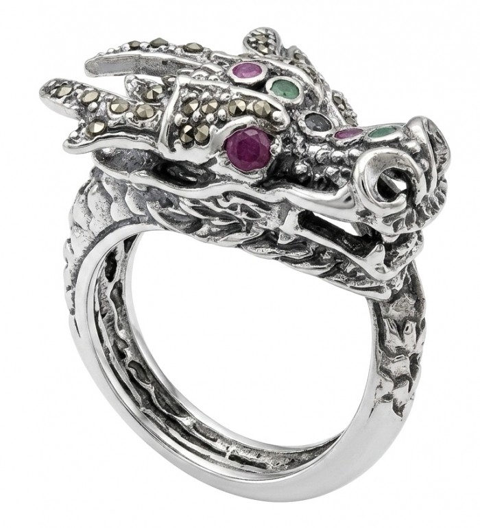 Reclaim your Power Authentic Ruby Marcasite .925 Sterling Silver Handcrafted Large Ring size 8