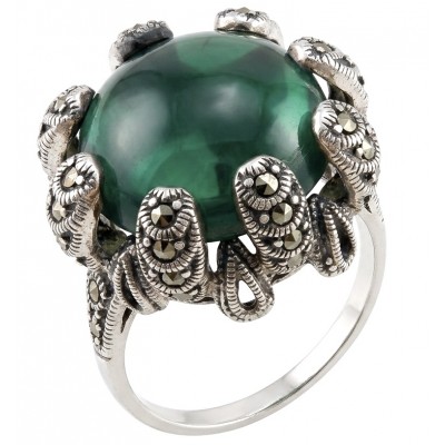 Amazonia - Spectacular 29.2 carat Travorite Garnet .925 Sterling Silver Ring size 7