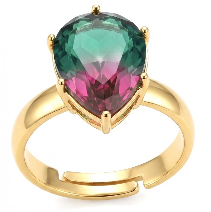 6.8 carat Brazilian Tourmaline .925 Sterling Silver dipped in 18K Gold Perfectly handcrafted Ring s. 8