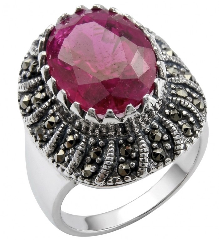 Carmen Natural 10.7 carat Ruby .925 Sterling Silver handmade Statement Ring size 9