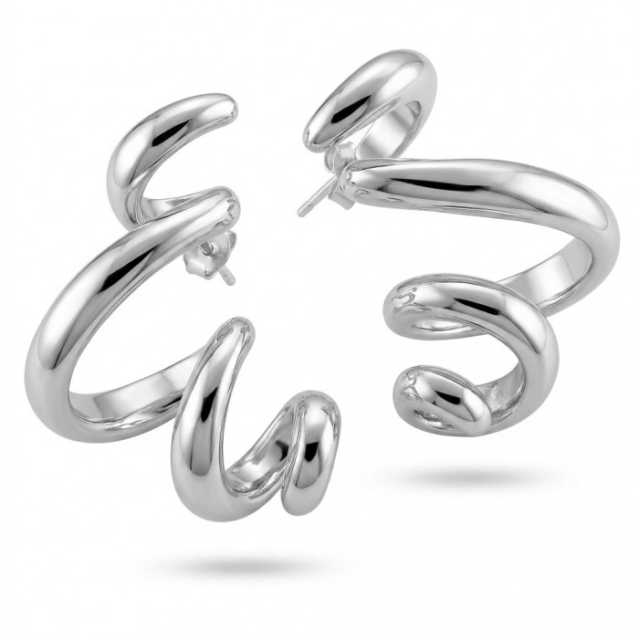 Spiral design Italy made .925 Sterling Silver handcrafted Earrings