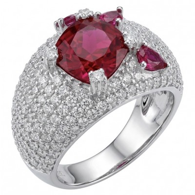 Scarlett 4.4 ctw Mozambique Ruby .925 Sterling Silver handcrafted Statement Ring size 8