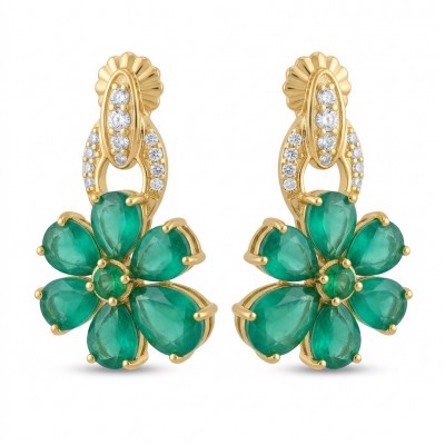Emily - Authentic 7.5 CARAT Colombian Emerald 18K Gold over .925 Sterling Silver handcrafted earrings