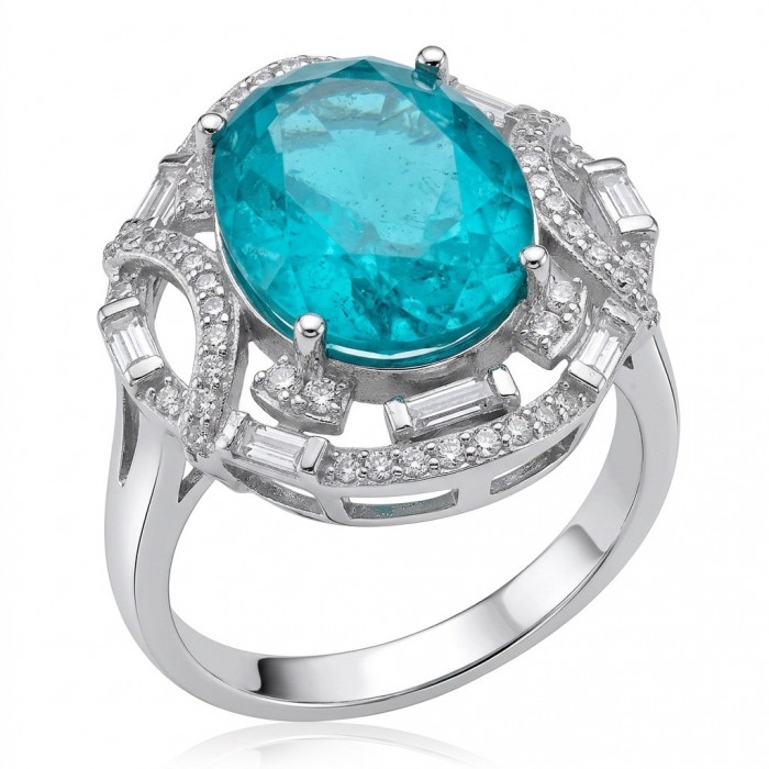 Elizabeth oval cut 11.8 carat Colombian Emerald .925 Sterling Silver dipped in Rhodium handcrafted Ring size 8