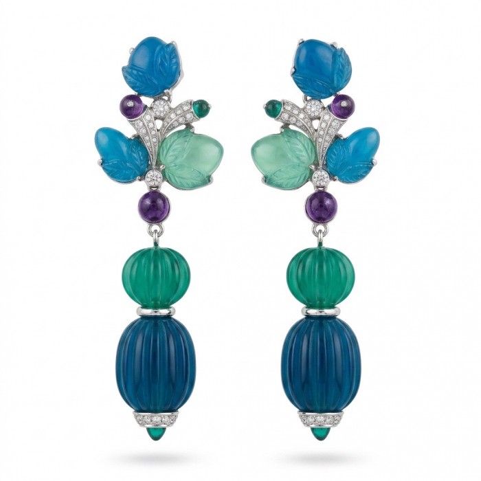 Art Deco - Luxurious natural 28.5 carat Sapphire .925 Sterling Silver Perfectly handcrafted earrings