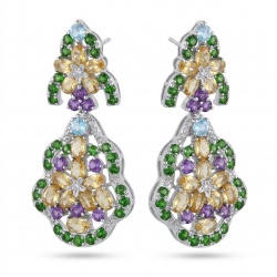 Giovanna - Authentic 18.9 carat Brazilian Citrine .925 Sterling Silver dipped in rhodium handcrafted earrings