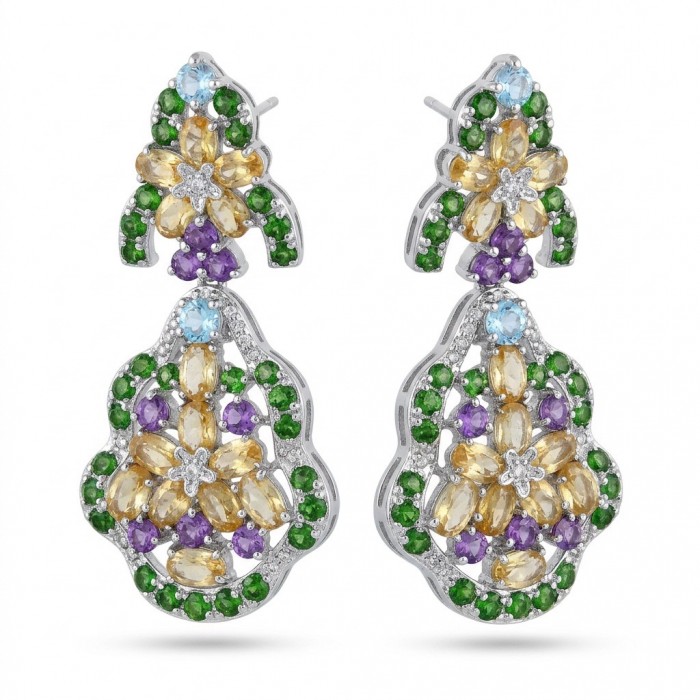 Giovanna - Authentic 18.9 carat Brazilian Citrine .925 Sterling Silver dipped in rhodium handcrafted earrings