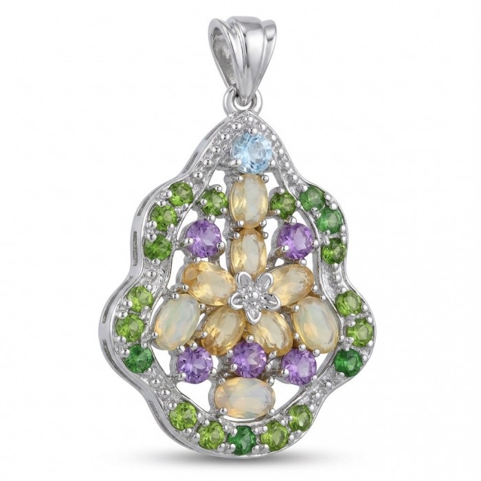 Giovanna - Authentic 18.9 carat Brazilian Citrine .925 Sterling Silver dipped in rhodium handcrafted Statement pendant