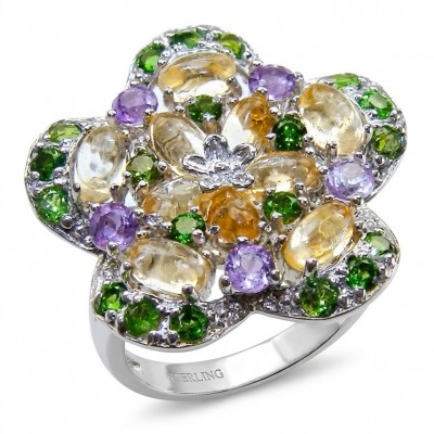 Giovanna - Authentic 14.9 carat Brazilian Citrine .925 Sterling Silver dipped in rhodium brilliantly handcrafted Ring size 8 3/4