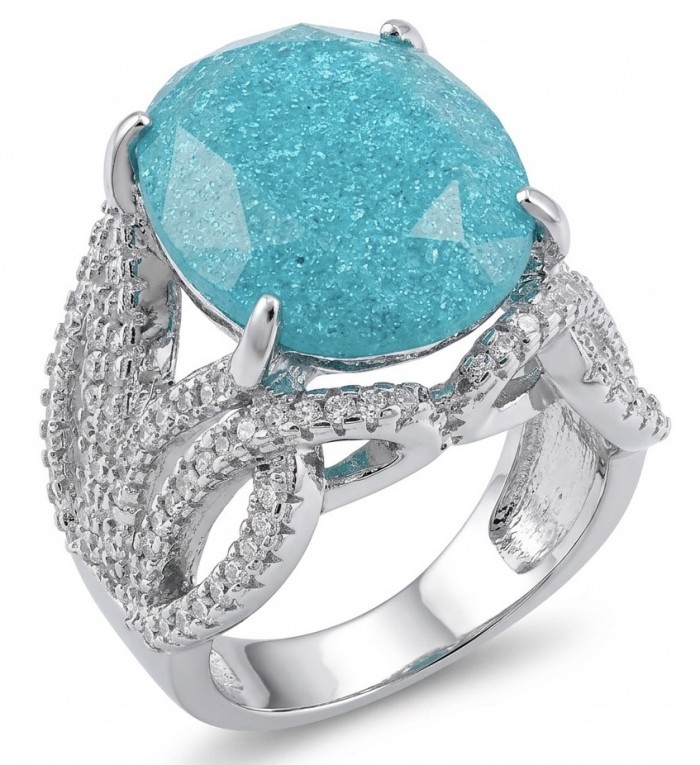 Marina tiffany Blue 17.8 carat Aquamarine .925 Sterling Silver handcrafted Large ring size 7 1/4