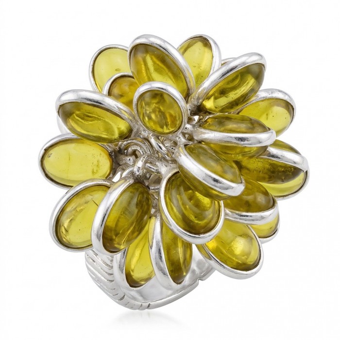 Authentic oval cut 18.2 carat Golden Topaz rhodium over .925 Sterling Silver cha- cha ring s. 6