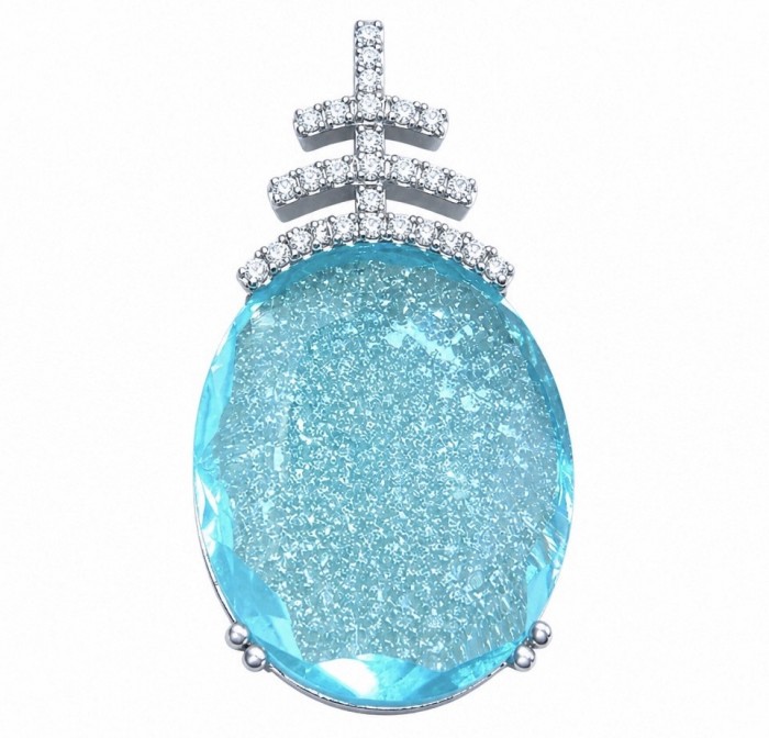 Angelina 14.9 carat authentic Aquamarine .925 Sterling Silver Handcrafted pendant