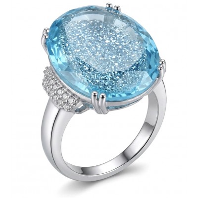 Angelina 14.9 carat authentic Aquamarine .925 Sterling Silver Handcrafted Ring size 8
