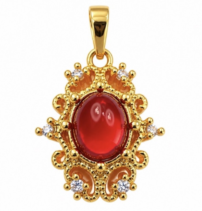 Art deco - Natural 2.1 carat Mozambique Ruby .925 Sterling Silver Handcrafted Pendant