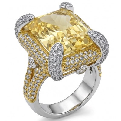 Wearable Art - Solid 27.2 carat Genuine Yellow Sapphire .925 Sterling Silver handcrafted ring size 6 1/2