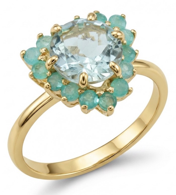 Natural 4.9 carat Green Amethyst 18K Gold .925 Sterling Silver handmade Statement Ring size 8