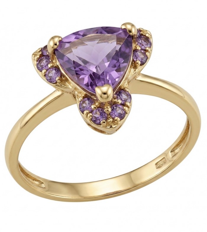 3.4 carat Amethyst 18K Gold over .925 Sterling Silver Handcrafted Ring size 10 1/4
