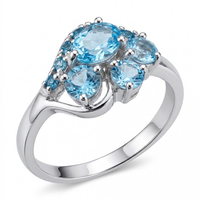 Pacifica 3.8 carat Swiss Blue Topaz .925 Sterling Silver handcrafted ring size 9