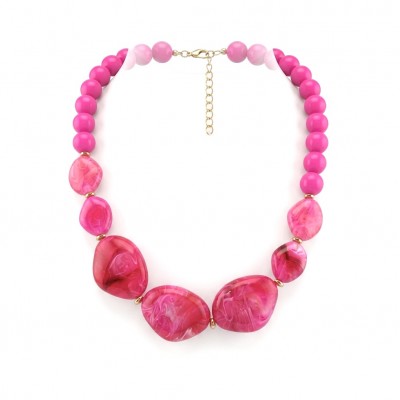 Rare and Unusual Hot Pink Botswana Agate golden NECKLACE