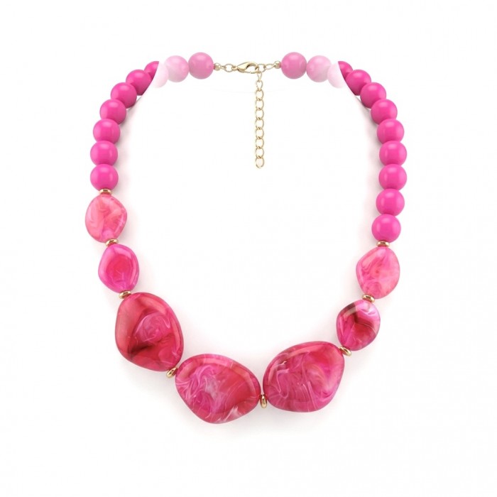Rare and Unusual Hot Pink Botswana Agate golden NECKLACE