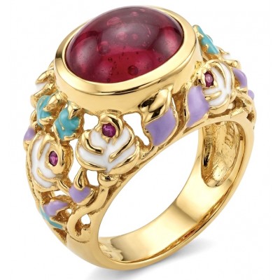 Giovanna 5.6 carat Kashmir Ruby .925 Sterling Silver dipped in 22K Gold handmade Statement Ring size 7